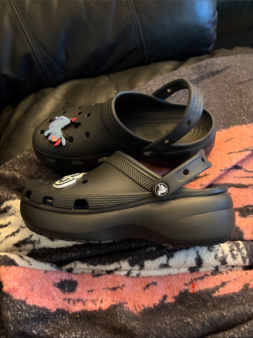 CROCS Womens Black Wedge Heeled Clog with Character Jibbitz - Picture 2 of 6